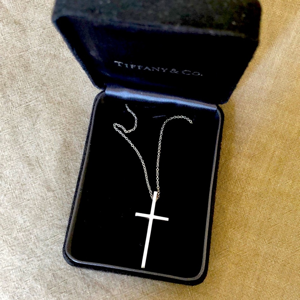 Tiffany & Co. 18K white gold cross necklace